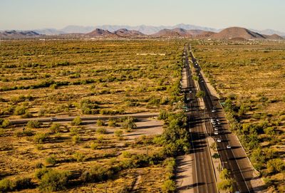 High angle view of road passing through landscape