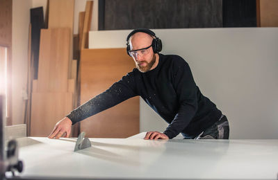 Man working on table