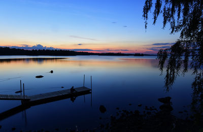 Scenic view of lake against sky at sunset