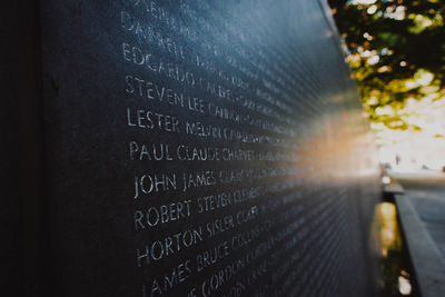 Close-up of text on paper