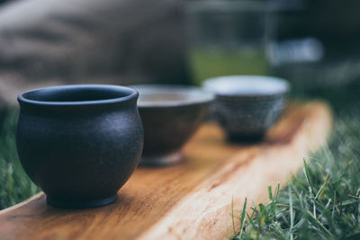 Close-up of coffee cup on table