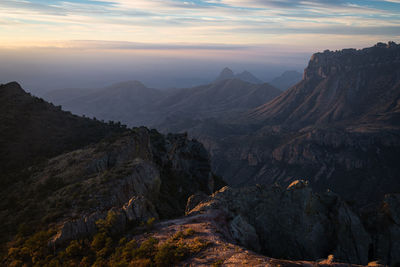 Scenic view of mountains against sky during sunset in big bend national park - texas