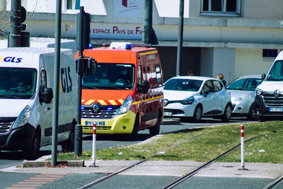 Vehicles on road in city