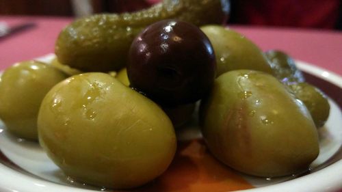 Close-up of fruits in plate