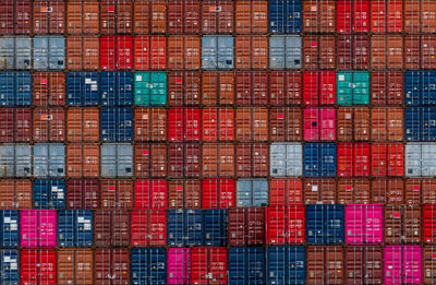 Stack of logistics container. cargo and shipping business. container ship for export logistics.