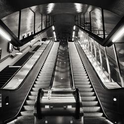 High angle view of escalator at subway station