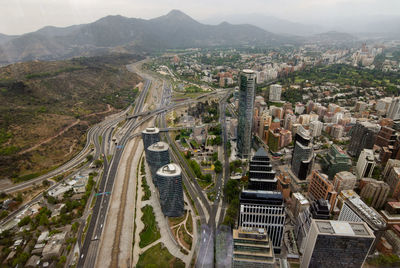 High angle view of highway in city