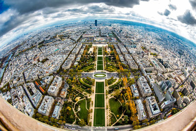 High angle view of buildings in city