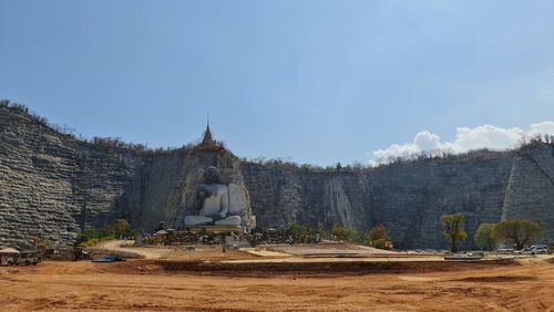 Panoramic view of temple building against clear sky