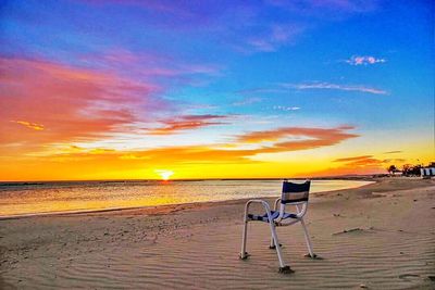 Scenic view of sea at sunset