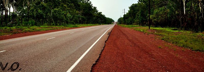 Road amidst trees against sky