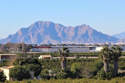 Scenic view of mountains against clear sky