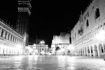 View of illuminated building at night