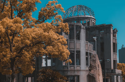 Low angle view of building during autumn