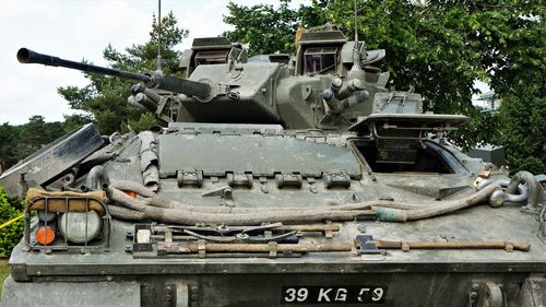 Close-up of train against trees