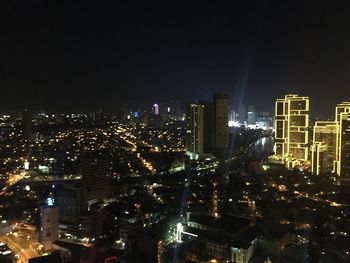 City lit up at night