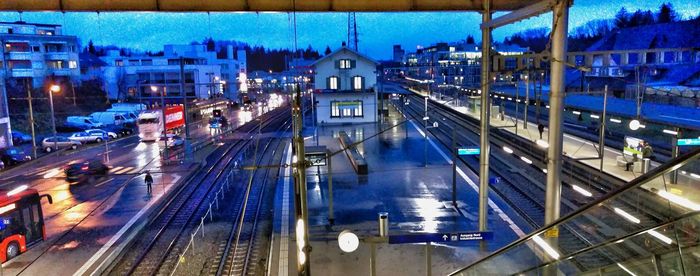 Blurred motion of train at night