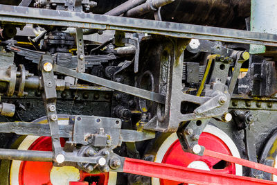 Close-up of train on railroad track