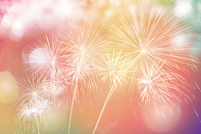 Low angle view of firework display at night