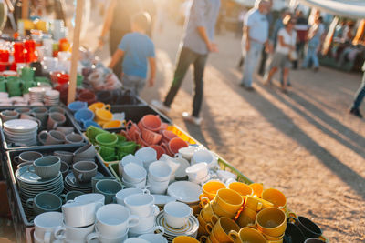 Close-up of a vintage market stall