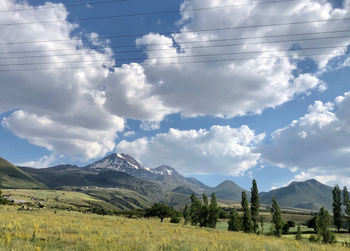 Scenic view of mountains against sky