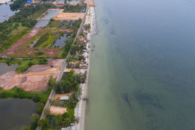 High angle view of beach against sky