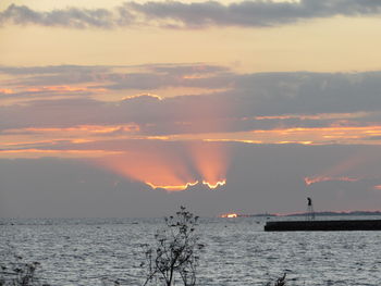 Scenic view of sea at sunset