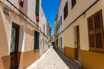 Narrow alley amidst buildings in city