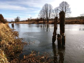 Scenic view of lake against sky