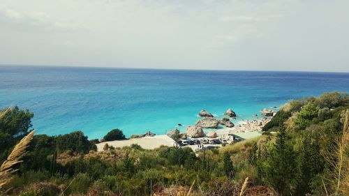 Scenic view of sea against clear sky