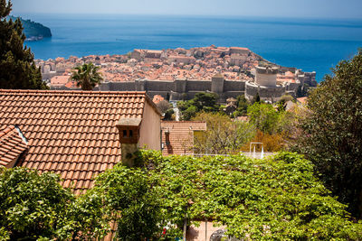 Panoramic view of the roofs of the beautiful dubrovnik city