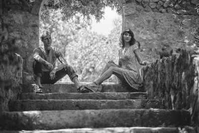 People sitting on staircase