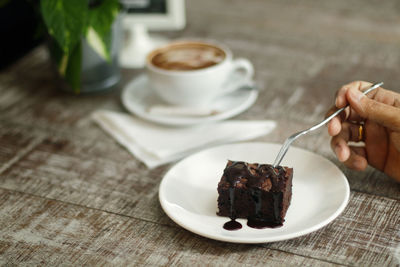 Close-up of coffee cup on table