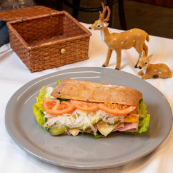 Close-up of food in plate on table