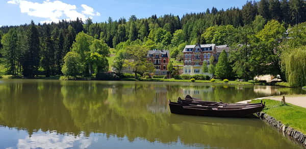 Scenic view of lake by trees