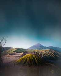 Panoramic view of arid landscape against sky on bromo trngger semeru national park 