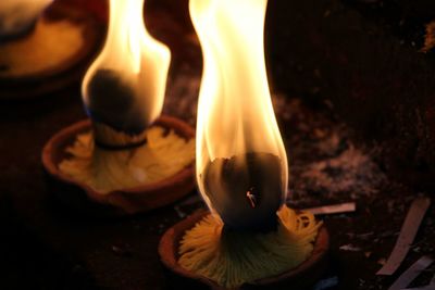 Close-up of lit candle