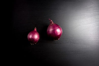 Close-up of tomatoes over black background