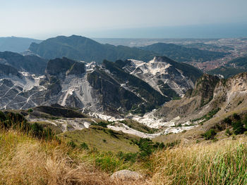 View of the marble quarries of carrara
