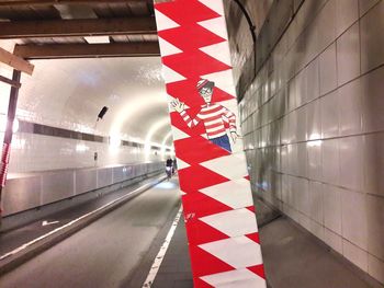 Illuminated subway station platform