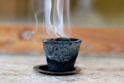 Close-up of fire hydrant on table