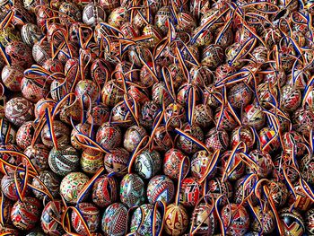 Full frame shot of multi colored decoration for sale in market