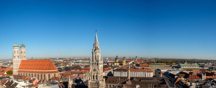 Munich cityscape with frauenkirche and town hall panorama