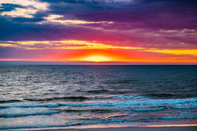 Scenic view of sea against sky during sunset