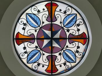 Low angle view of stained glass