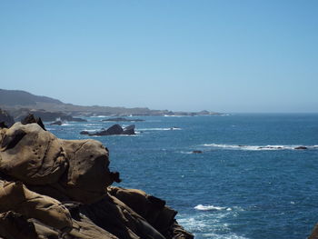 Scenic view of sea against clear sky