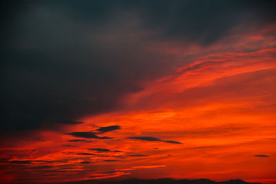 Low angle view of orange sky