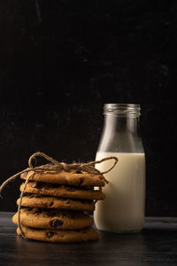 Close-up of drink in glass jar on table