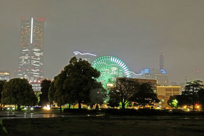 Illuminated city at night