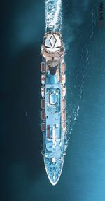 High angle view of clock over sea